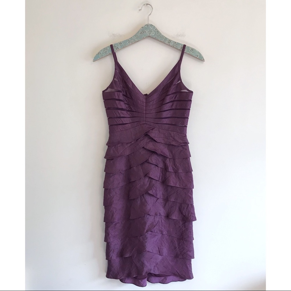 Adrianna Papell Purpe Ruffle Cocktail Dress